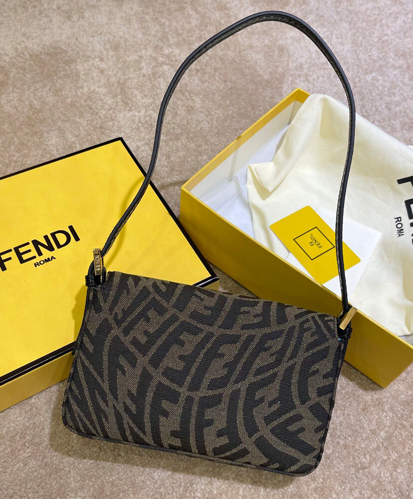 Fendi Mini Baguette 1997 Handbag 8BS049 Coffee